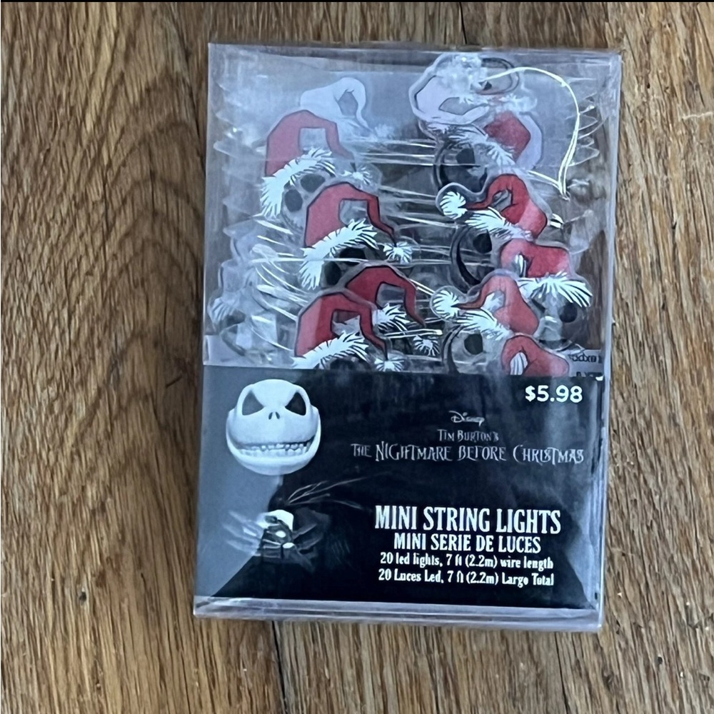 Disney Nightmare Before Christmas Red and White Santa String Lights